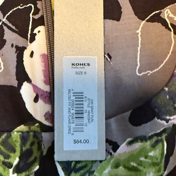 NWT Apt 9 Gray Floral Size 6 Fit And Flare Sleeveless Dress Belt Not Included - Picture 16 of 16